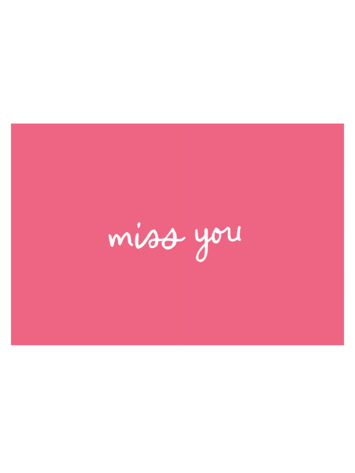 MISS YOU POSTCARD IN HOT PINK